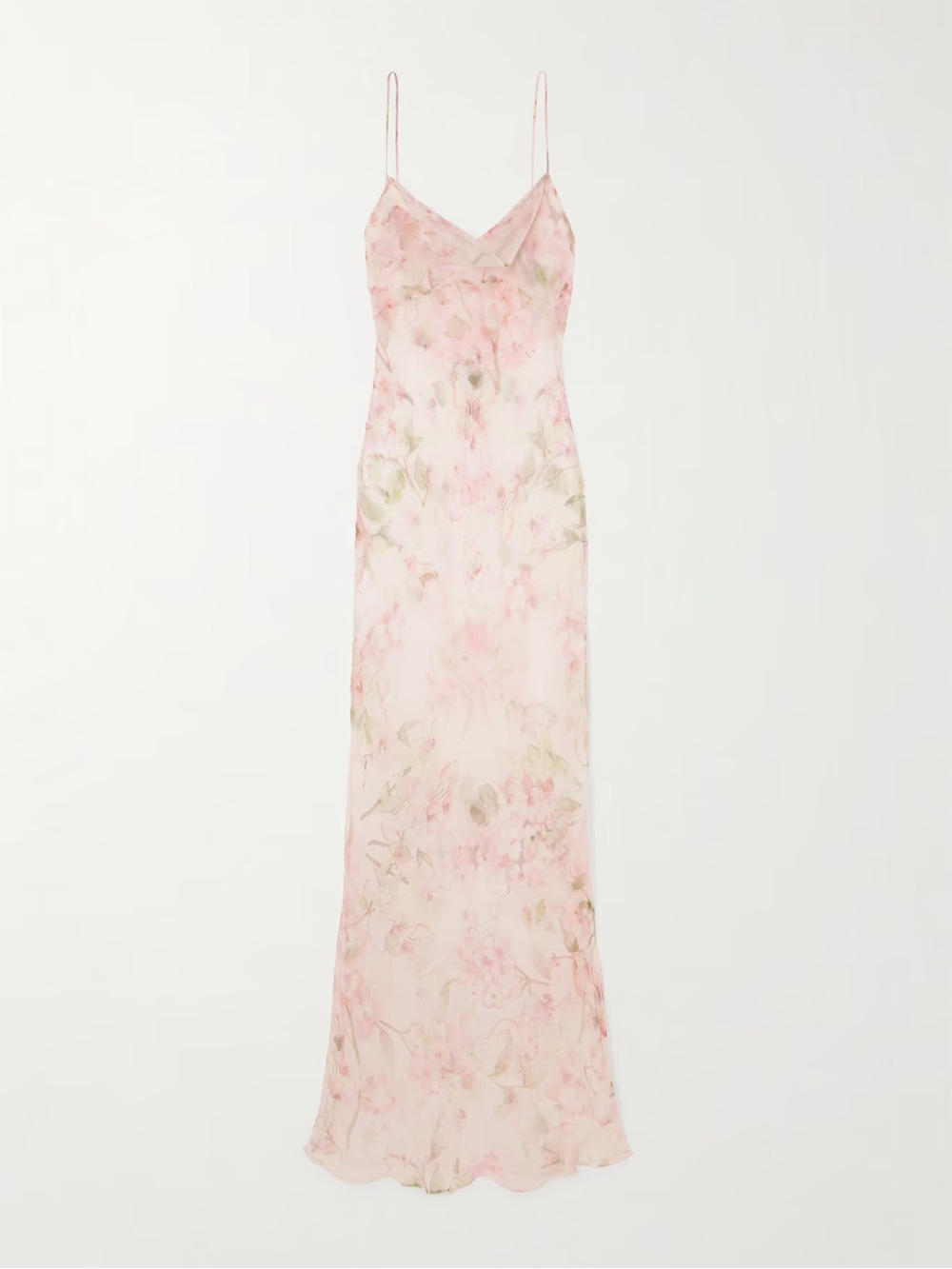 ROSAMOSARIO Jumeirah draped floral-print silk-georgette nightdress